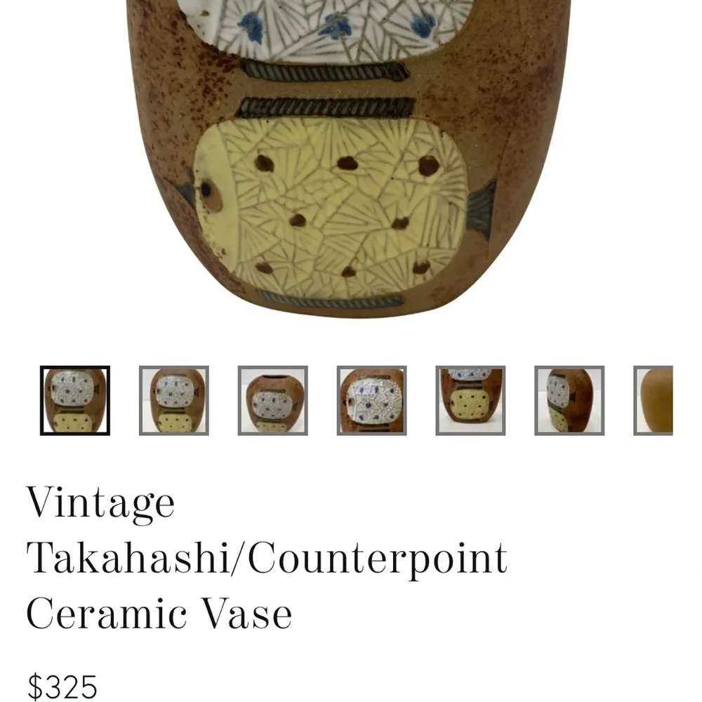 Vintage Counterpoint rustic glazed fish pottery vase San Francisco Takahashi